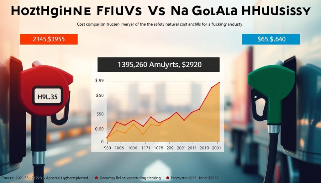 Chart comparing hydrogen and natural gas fuel costs per mile for heavy-duty trucking operations