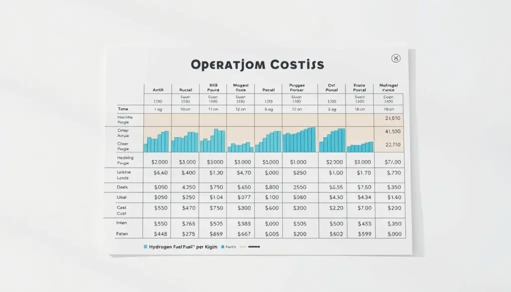 Graph showing declining hydrogen fuel costs from 2025 to 2028 with production tax credit impact