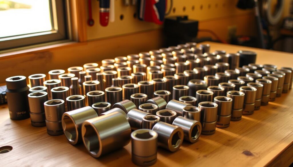 Impact socket sets organized by drive size showing quarter-inch through three-quarter-inch configurations