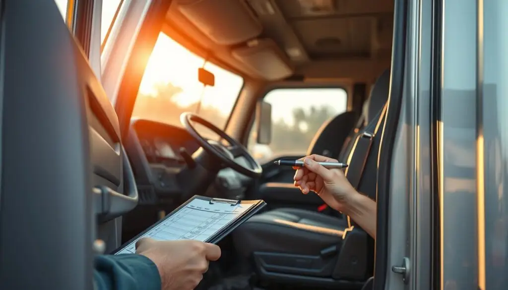 in-cab inspection showing gauges, controls, and emergency equipment verification