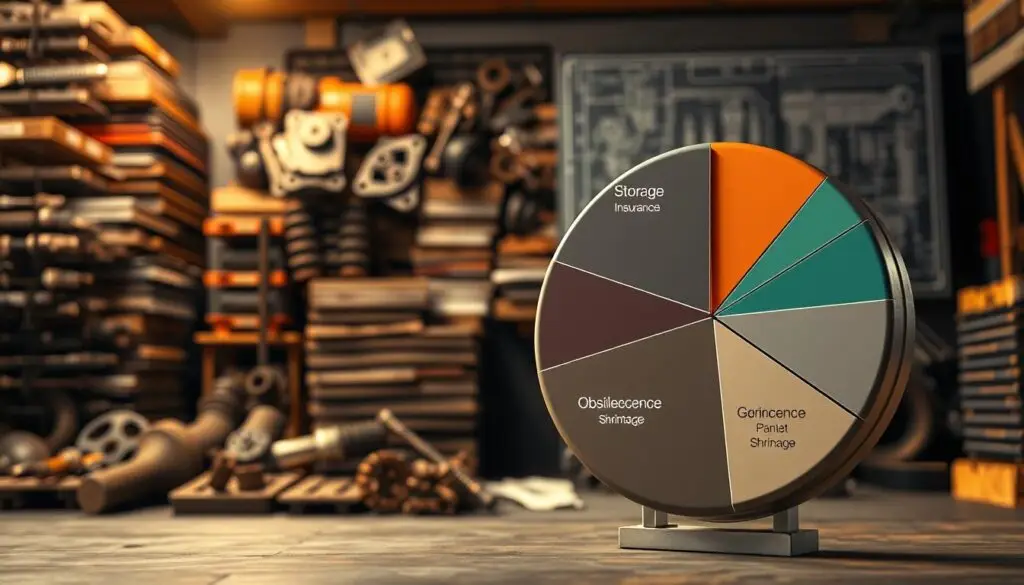 Inventory carrying costs breakdown showing storage, insurance, obsolescence, and capital opportunity cost components