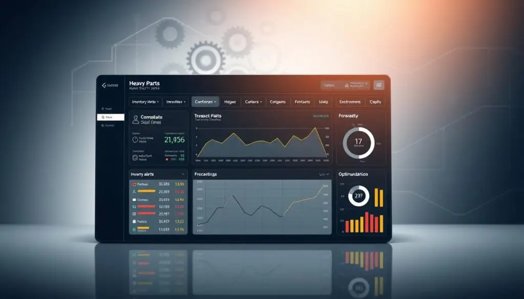 Inventory management software dashboard for heavy duty parts showing real-time tracking