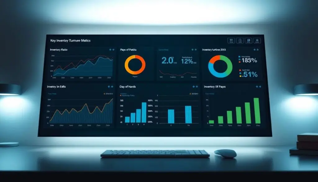 Fleet maintenance software dashboard displaying inventory turnover metrics and KPIs