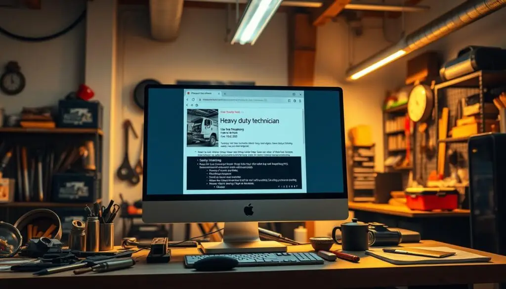 Mobile phone displaying optimized diesel technician job posting with transparent salary range