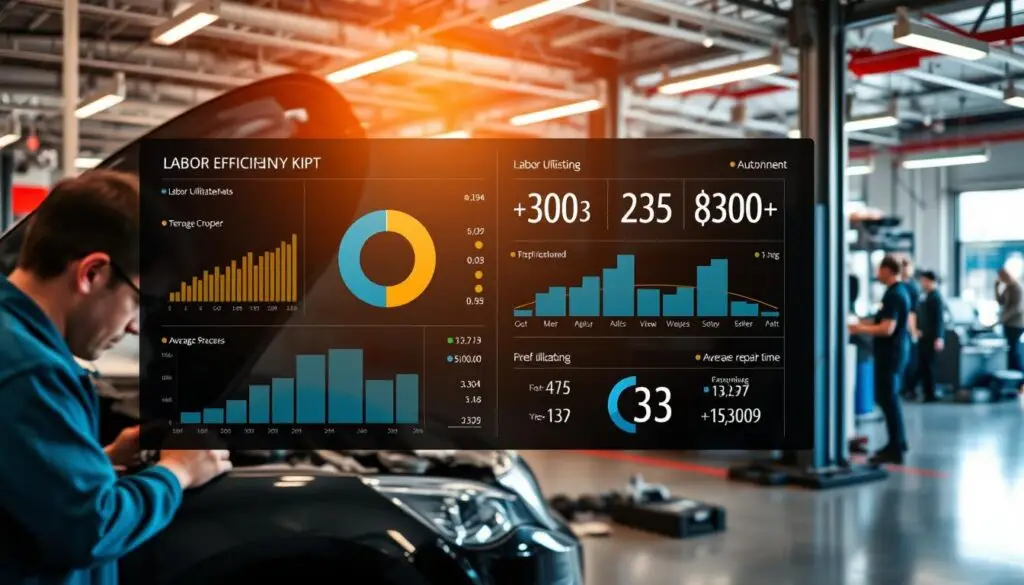 Heavy-duty truck technician measuring labor efficiency impact on fleet maintenance profitability