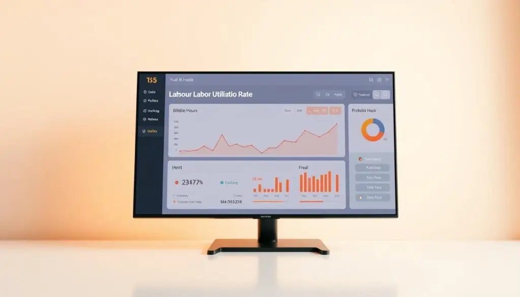 Fleet maintenance shop labor utilization rate tracking dashboard showing billable hours analysis