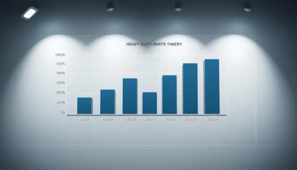 Lead time comparison chart showing previous versus current delivery timelines for heavy-duty truck parts