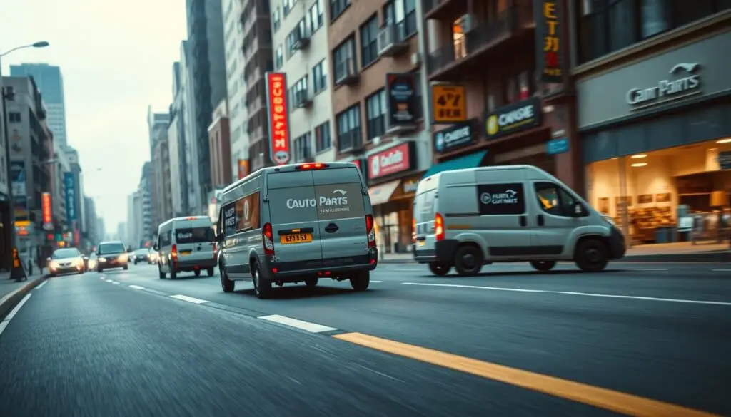 Local fleet parts supplier delivery truck demonstrating rapid response capability for emergency repairs