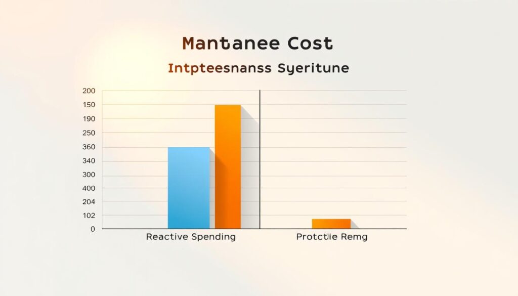 Maintenance cost comparison showing reactive vs proactive spending patterns