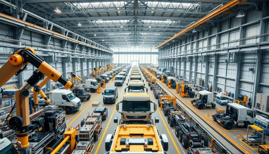 Regional map showing major truck manufacturing facility locations across North America