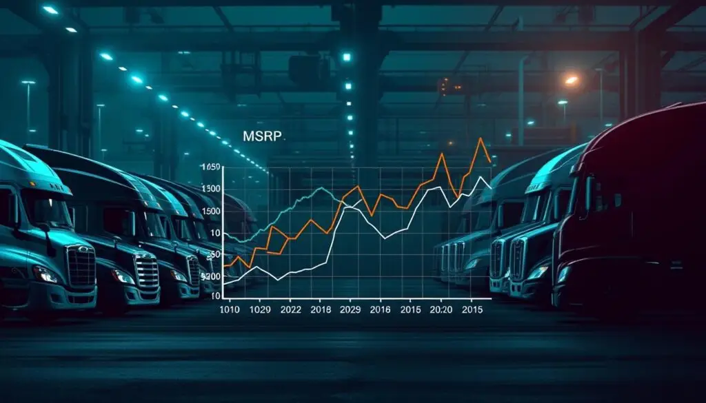 Freight volume chart showing correlation with used truck prices
