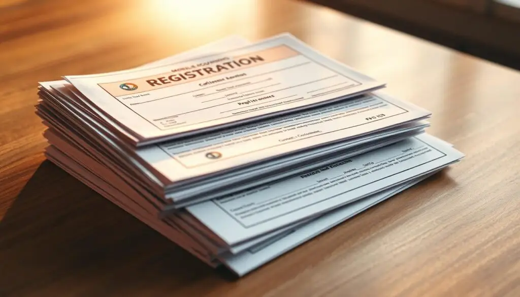 Business license application forms and permit documents for mobile diesel repair operations