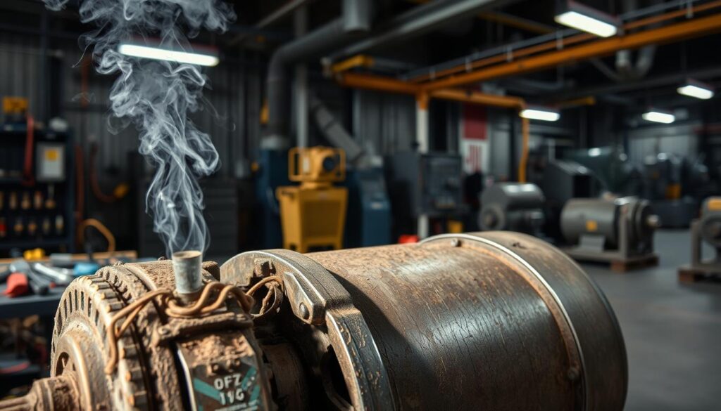 Diagnostic chart showing common grain trailer tarp motor failure symptoms and warning indicators