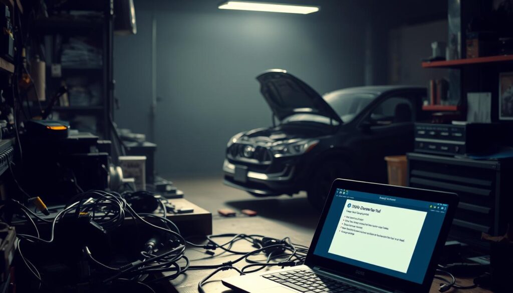 Fleet manager reviewing diagnostic coverage gaps on heavy-duty trucks in service bay
