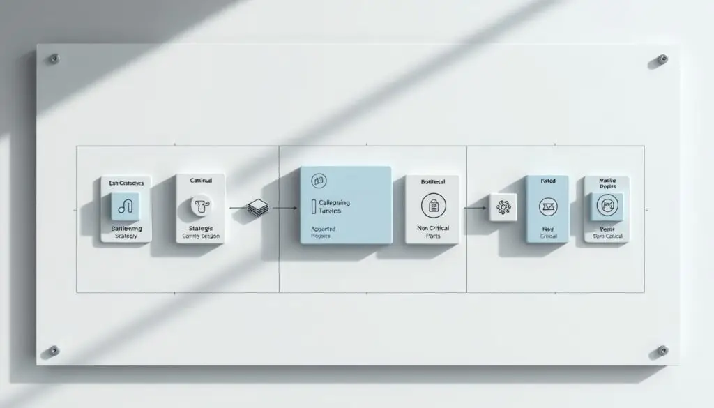 Parts classification system framework showing mission-critical, safety, and consumable categories