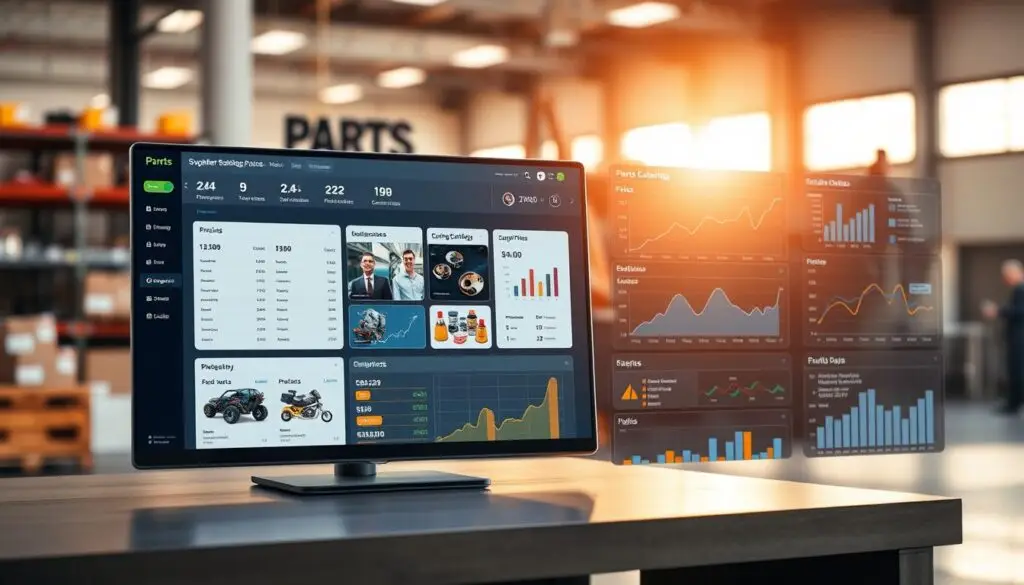 Parts pricing software dashboard displaying supplier pricing and inventory availability