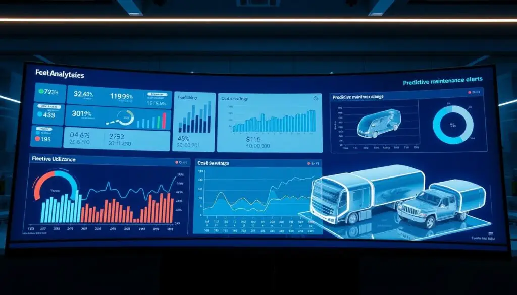 predictive maintenance dashboard showing automated alerts and vehicle health monitoring