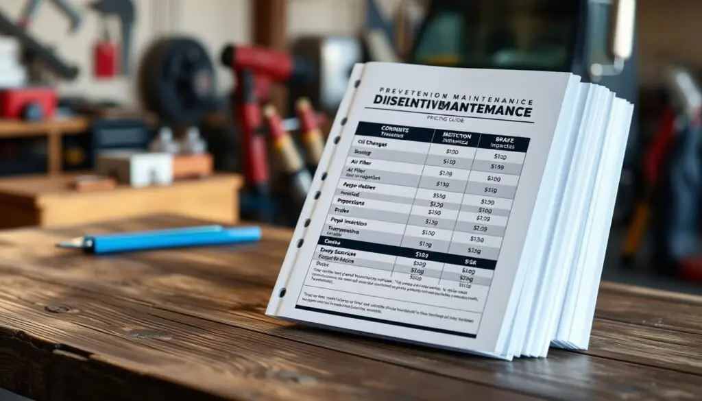 Preventive maintenance service pricing breakdown for Class 8 diesel trucks