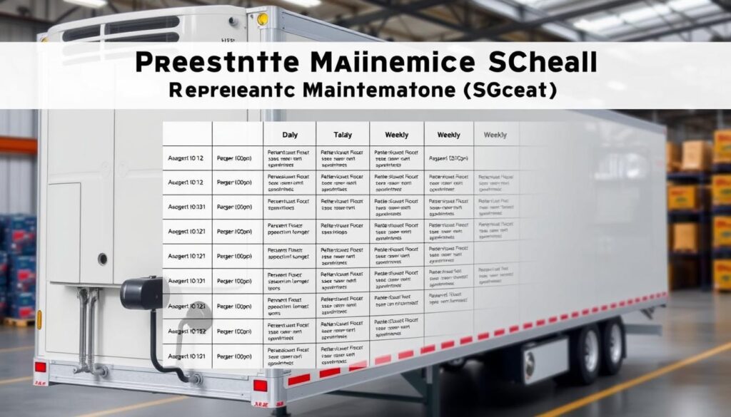 Diesel technician performing daily reefer trailer maintenance inspection