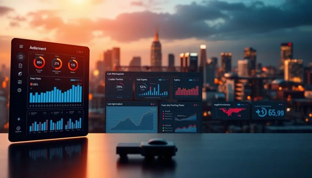Digital procurement dashboard showing fleet parts inventory management and supplier analytics
