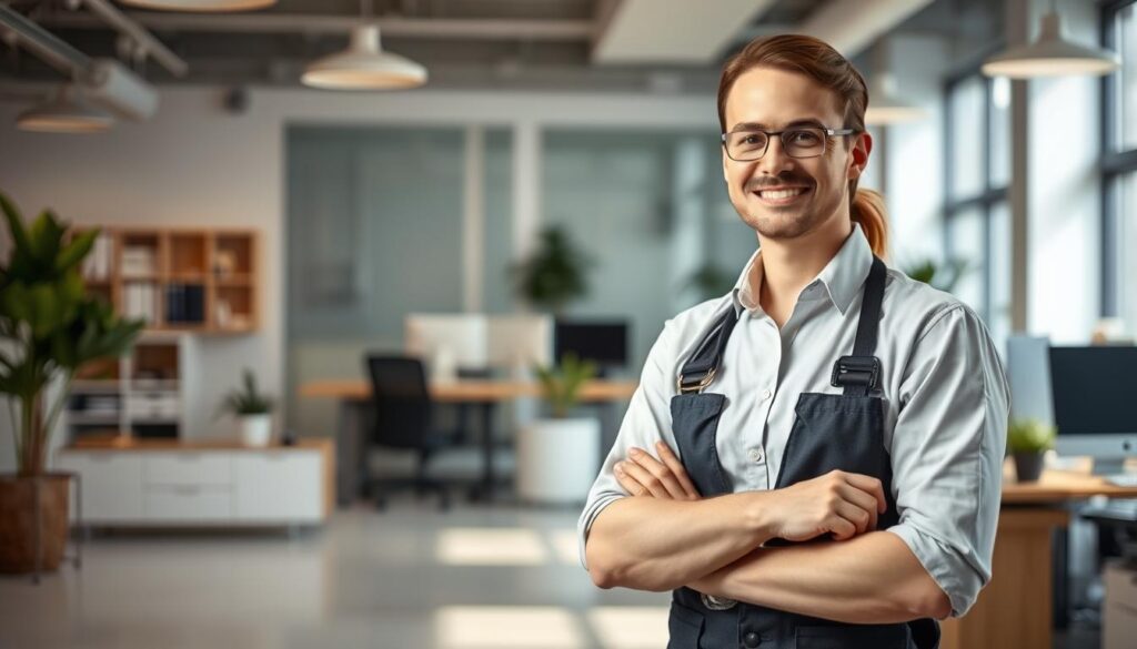 Diesel technician demonstrating confident professional body language during customer interaction