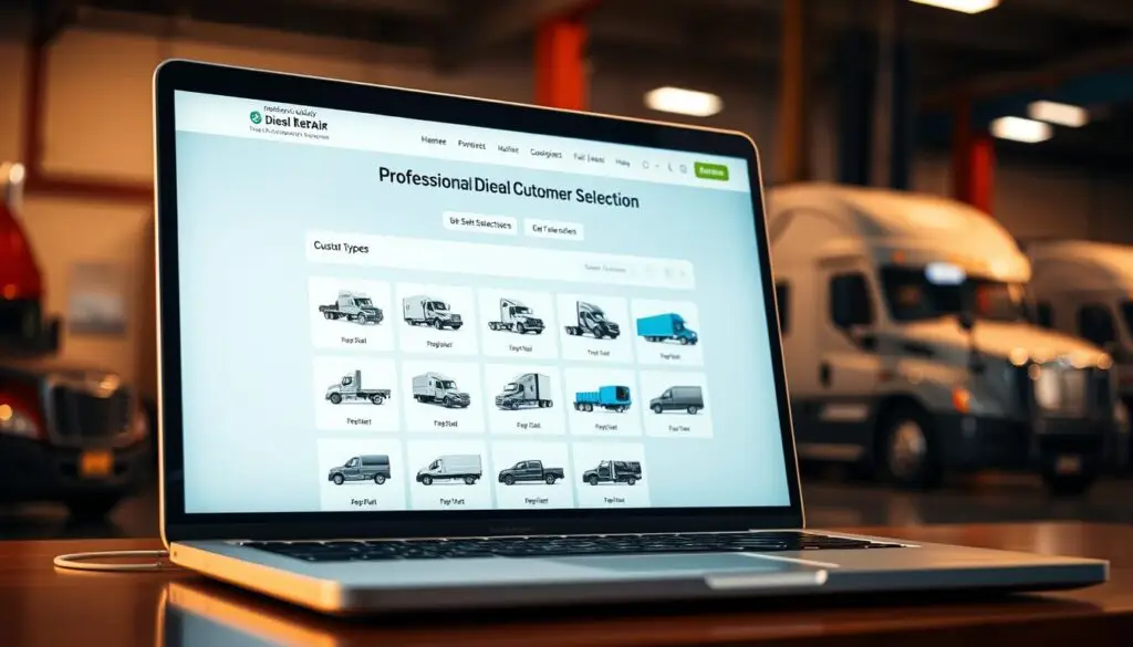 professional repair website showing fleet customer selection criteria