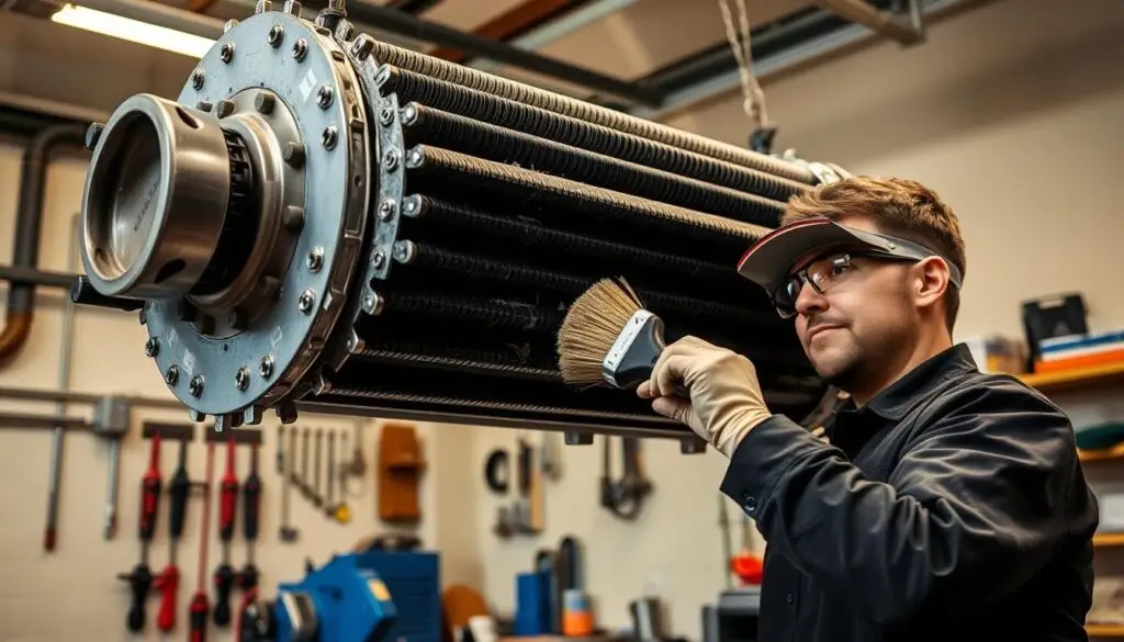 Heat exchanger cleaning during quarterly compressor maintenance