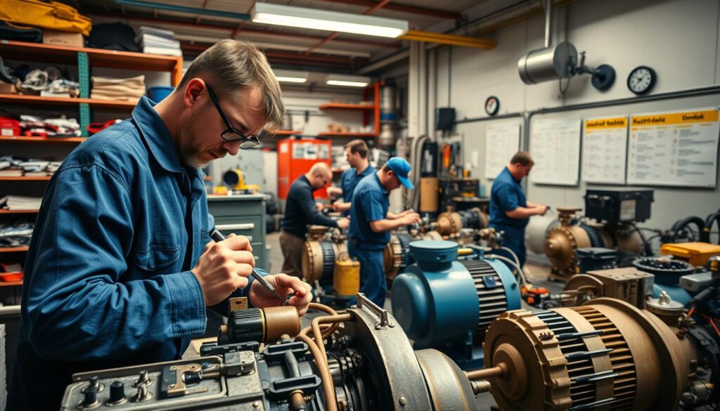 Complete pneumatic tool teardown during quarterly deep maintenance showing all internal components laid out for inspection