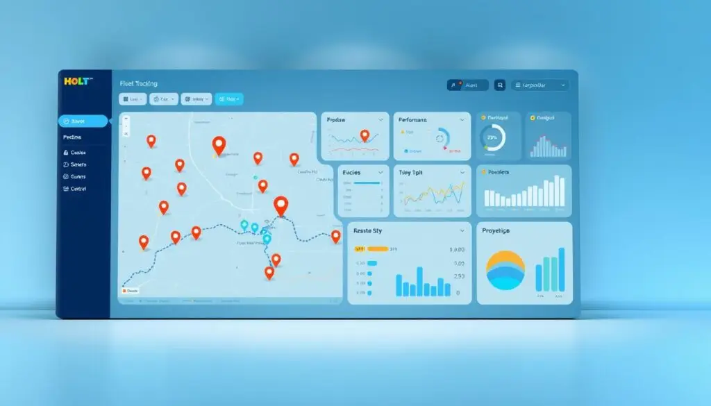 Real-time fleet tracking dashboard showing GPS monitoring and vehicle locations