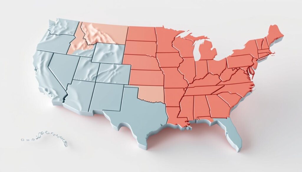Map showing regional heavy-duty truck repair labor rate variations across US