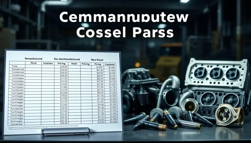 Cost comparison chart showing remanufactured versus new OEM diesel parts pricing