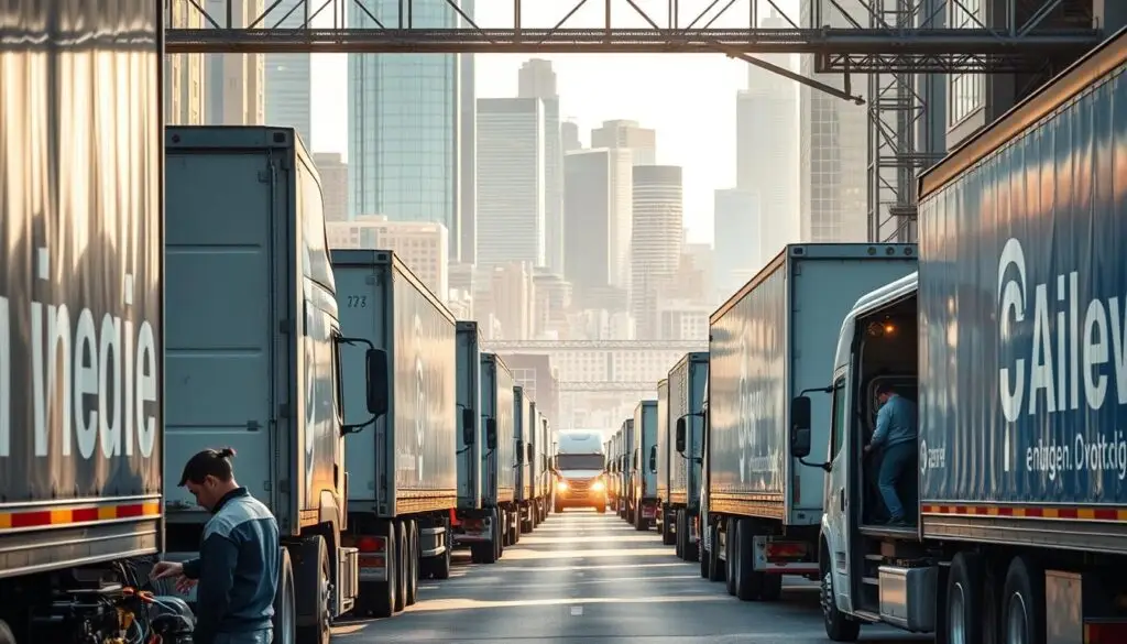 Commercial fleet fueling station with renewable diesel dispenser and truck