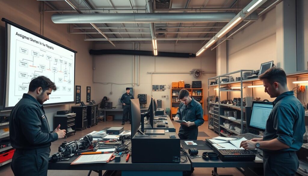 Repair shop workflow assessment identifying bottlenecks