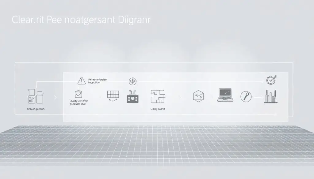 Flowchart diagram showing diesel repair workflow with quality control checkpoint positions