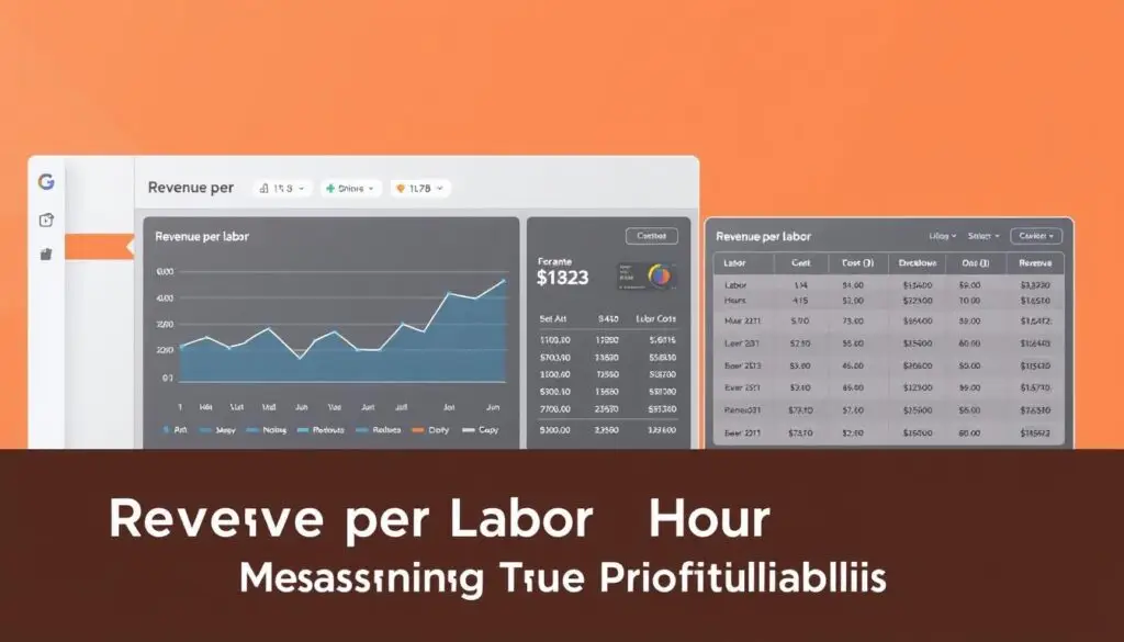 Revenue per labor hour calculation dashboard for heavy-duty fleet maintenance operations