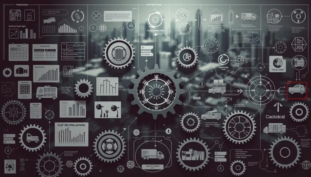 Risk assessment framework diagram showing five key categories for fleet parts supply chain management