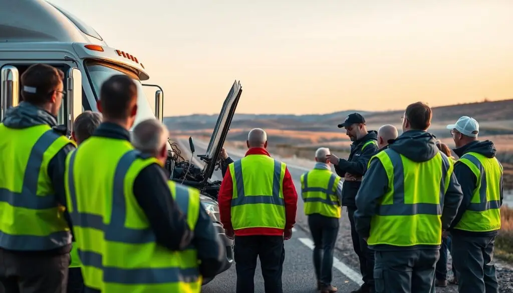 Roadside inspection training scenario for aspiring DOT inspectors at weigh station
