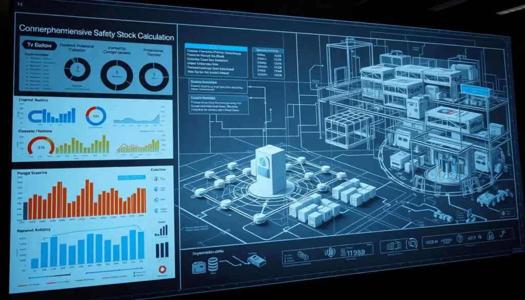 Visual framework showing safety stock calculation methodology for heavy-duty parts inventory