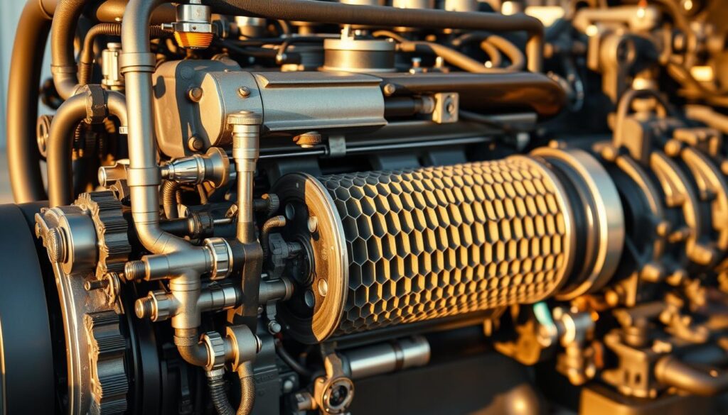 SCR system components showing DEF injector, catalyst, and NOx sensors in diesel engine