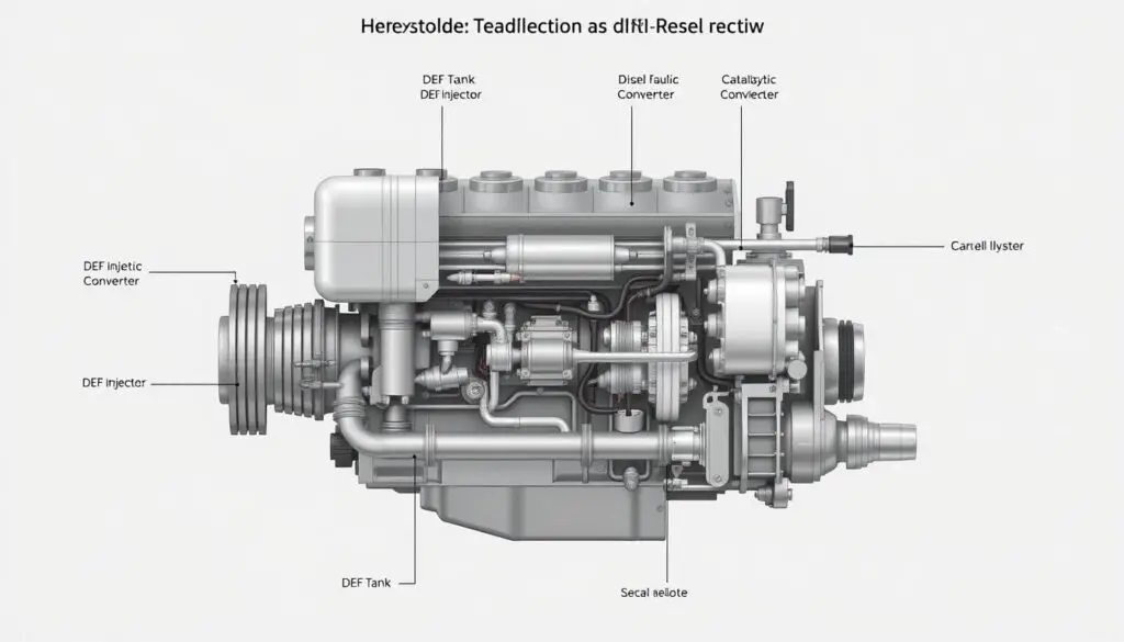 Selective catalytic reduction technology diagram showing diesel exhaust fluid system