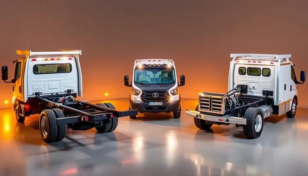 Comparison of Ford F-550, Ram 5500, and Chevrolet 5500HD service truck chassis
