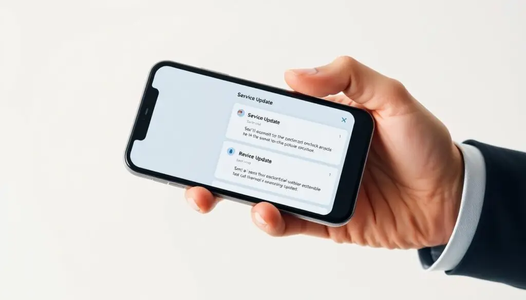 Smartphone displaying push notification for truck repair status update with approval button