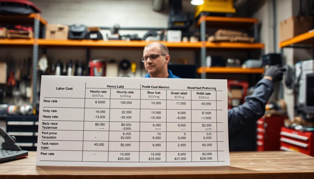 Pie chart showing labor rate cost breakdown for heavy-duty truck repair shops
