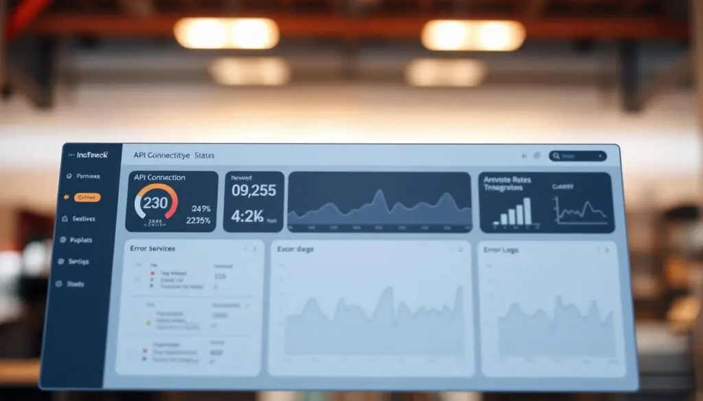 Diagram showing API connectivity between shop management software and customer portal with data flow indicators
