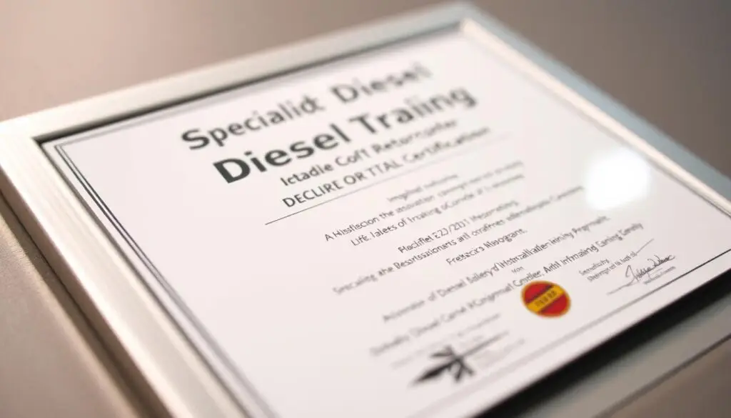 OEM diesel technician training certificate and specialized certification badges