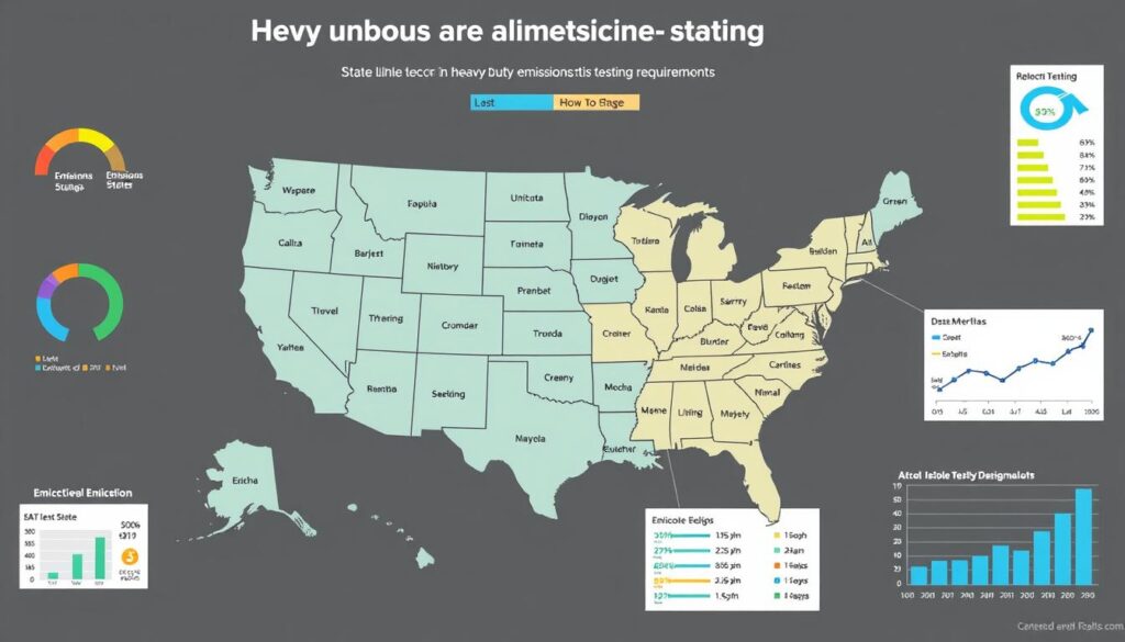 Map showing state emissions testing requirements