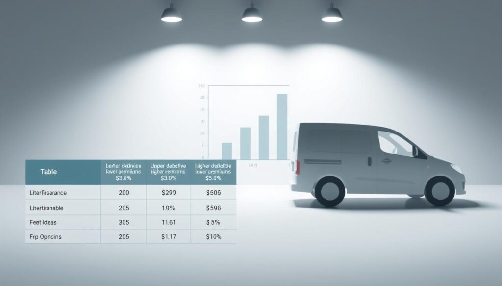 Financial analysis worksheet showing deductible optimization calculations for fleet insurance