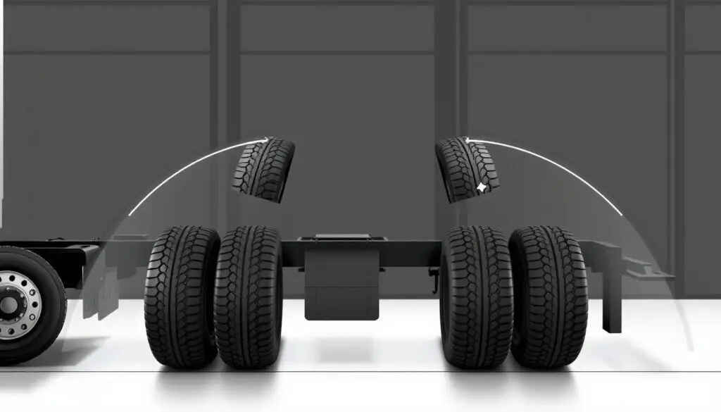 Diagram showing strategic tire rotation patterns for commercial fleet trucks