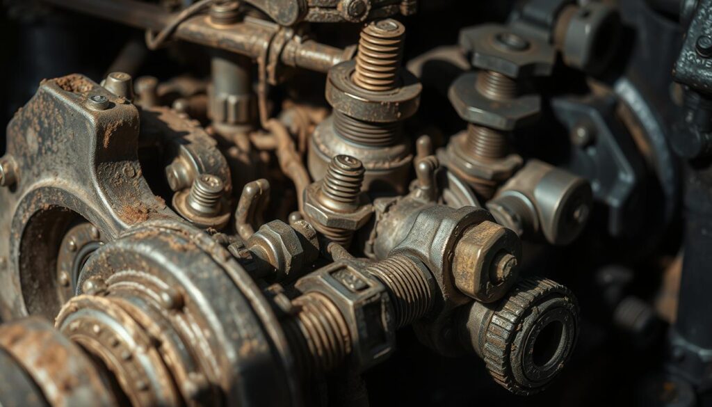 Stripped threads in diesel engine aluminum cylinder head showing characteristic damage pattern