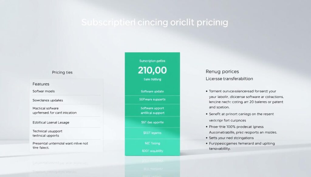 Comparison chart showing different diagnostic software subscription options and pricing